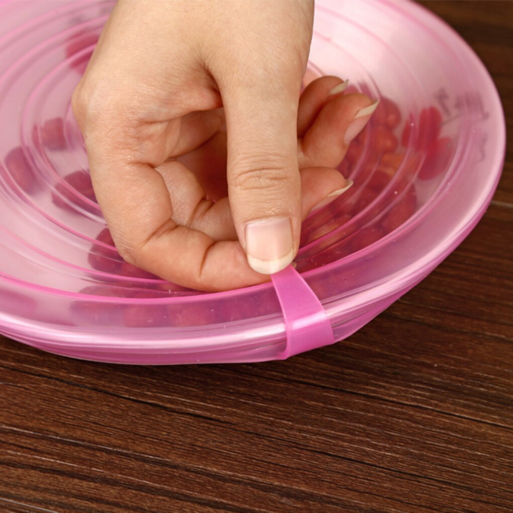 6 pcs Reusable Silicone Stretchable Lids Universal Lid Silicone Cling Film Bowl Pot Lid Silicone Cover