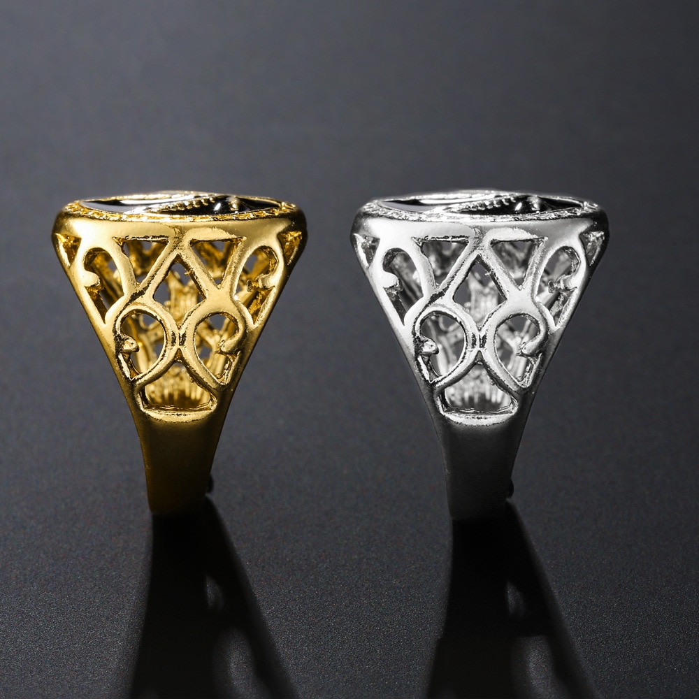 Chengxun Vintage Maple Bladeren Midden-oosten Sieraden Arabische Moslim Islam Ring Voor Mannen Vrouwen Retro Allah Ring Punk Antiek Goud