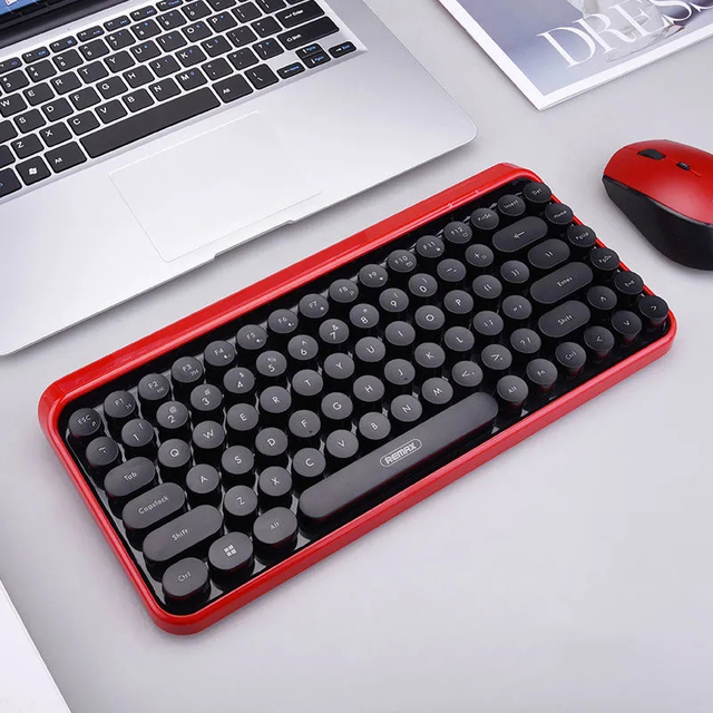 Pink 2.4G Wireless Keyboard Office Game Home For Laptop Computer PC Keyboard Gaming Keyboard box packaging: Red