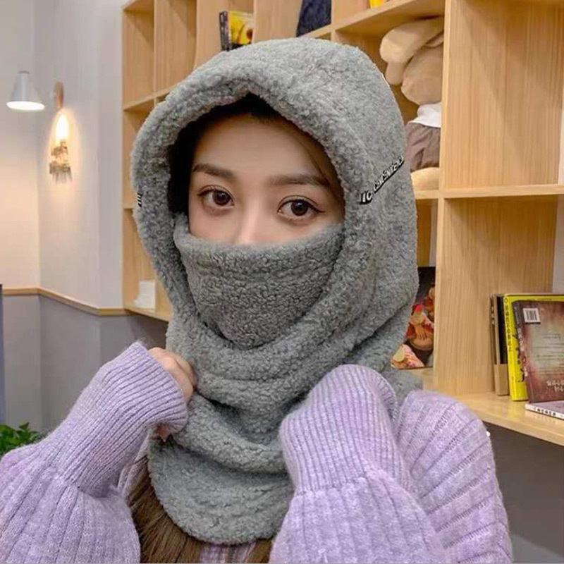 Female Fleece Hat Winter Korean Style Tide Plus Velvet Warm Earmuffs Wool Hats Woman Outdoor Cycling Cold Cap: 1