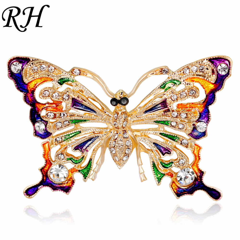 Crystal Butterfly Brooch For Women Brooch Collar Pins Corsage Rhinestone Insect Animal Brooch Badges Jewelry Accessories: 16BC180