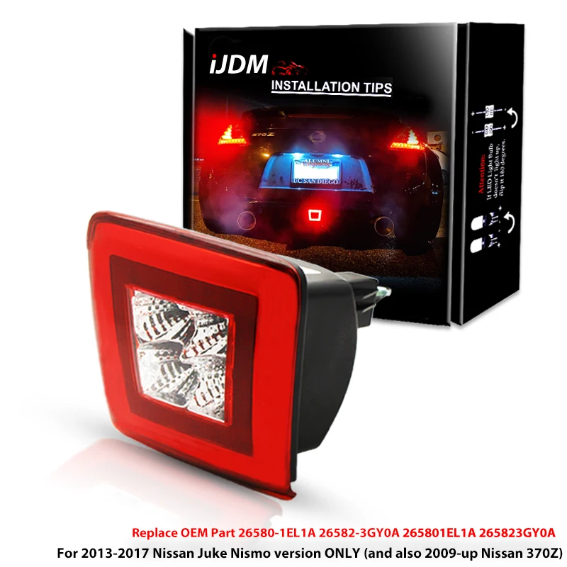 IJDM – ensemble de phares antibrouillard arrière de voiture, pour Nissan 370Z Juke NISMO, alimenté par LED rouge, comme frein/buée arrière et LED blanche comme recul