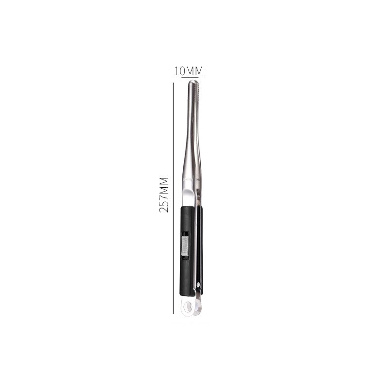 Sliding Button Food Barbecue Grill Tongs Stainless Steel Bread Buffet Clip Non-Stick Clamp Home Kitchen Cooking Accessories: 10 Inch Black Tongs