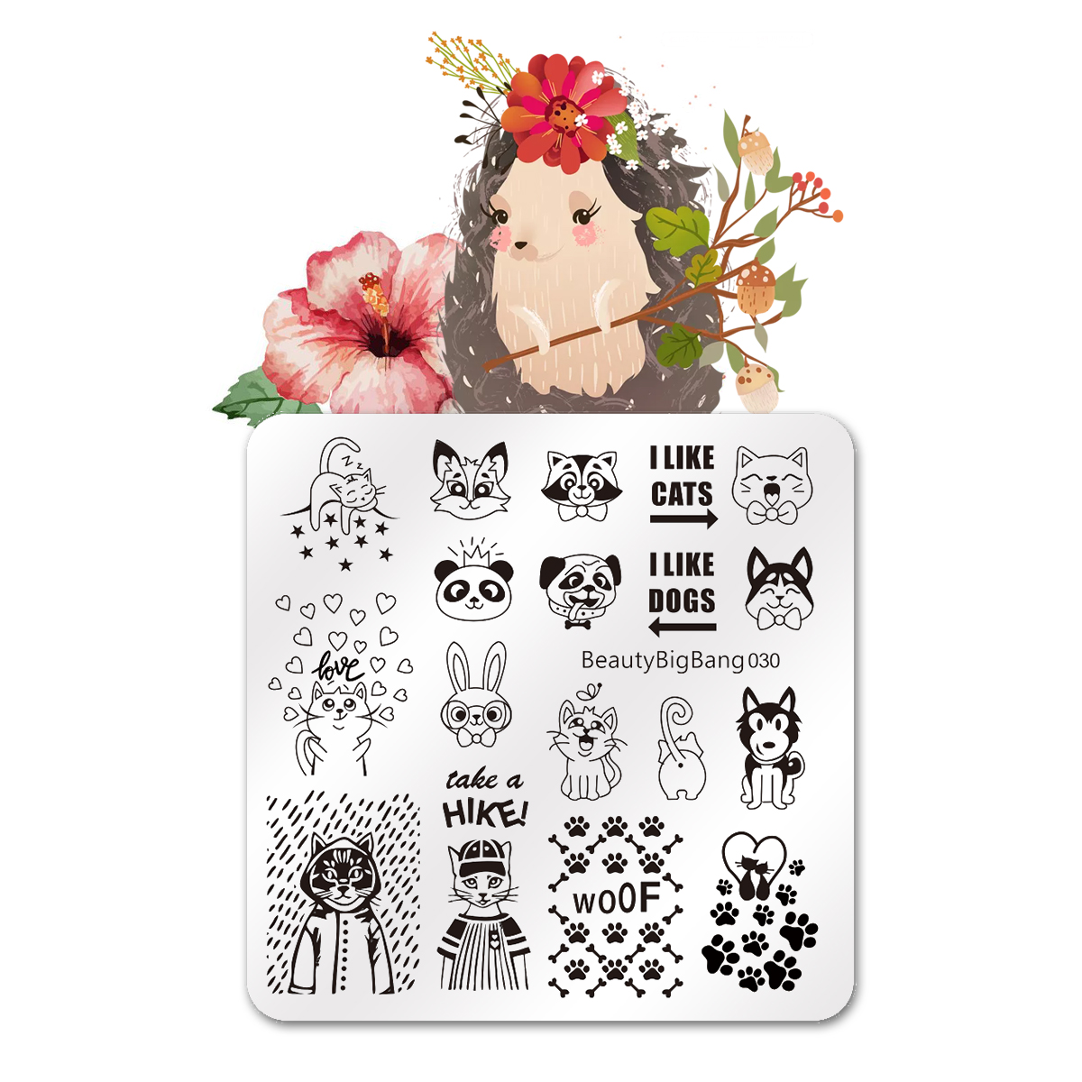 Plantillas para estampación de uñas BeautyBigBang, plantillas para estampado a rayas con código de barras, plantillas para imágenes de árbol de cebra, plantilla rectangular para estampación de uñas BBB 033: E
