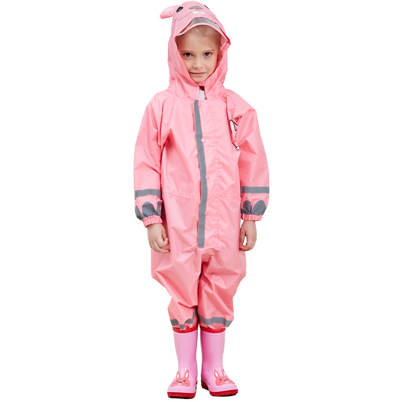 Kids Waterproof Rain Pants Waterproof Overalls 3-8Yrs Baby Boys Girls Jumpsuit Children Raincoat: Pink / 5