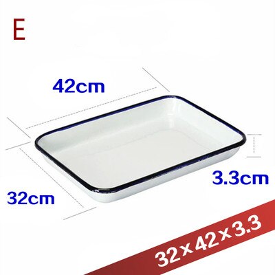 Enamel tray, white thickened enamel square plate, disinfection tray and laboratory tray. 2 pieces 1 / pack.: E
