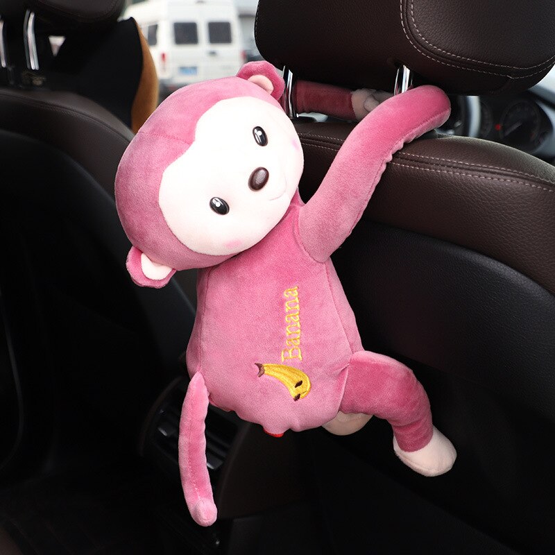 Urocza małpka pudełko na chusteczki robić samochodu zawieszenie tkanka skrzynka przenośne biuro w domu pudełko na chusteczki robić samochodu wieszak na ręczniki karton akcesoria samochodowe: fat różowy