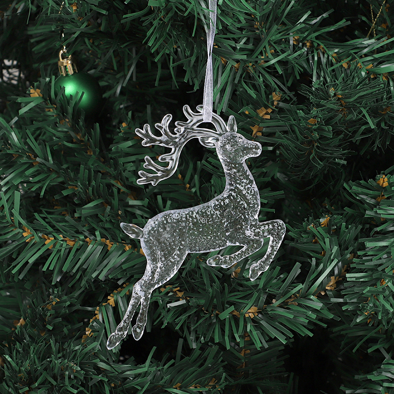 Acrylic Christmas Ornaments Clear Flying Unicorn Bird Elk Snowflake Xmas Tree Hanging Pendants Year Home DIY Decoration