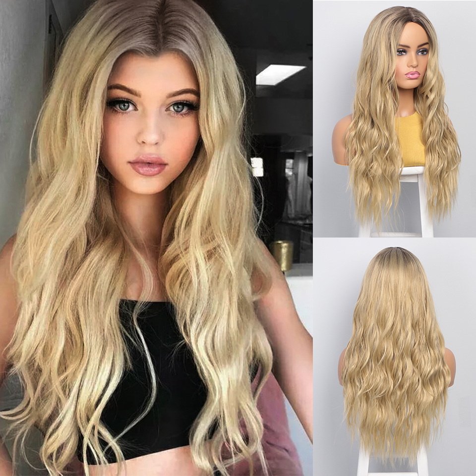 Pelucas bonitas de pelo largo ondulado para mujer, pelucas sintéticas de pelo medio resistente al calor para mujeres negras, pelucas de Cosplay: YST556