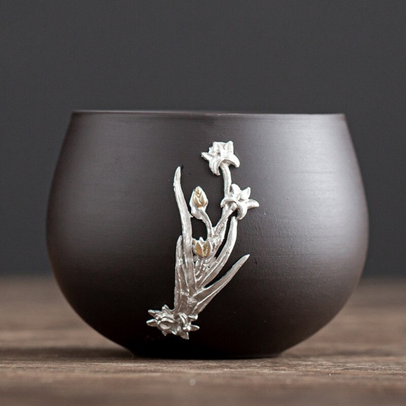 Purple Clay Tea Master Cup Ceramic Household Japanese Tea Set Single Large Teacup Individual Flower Single Tea Cup