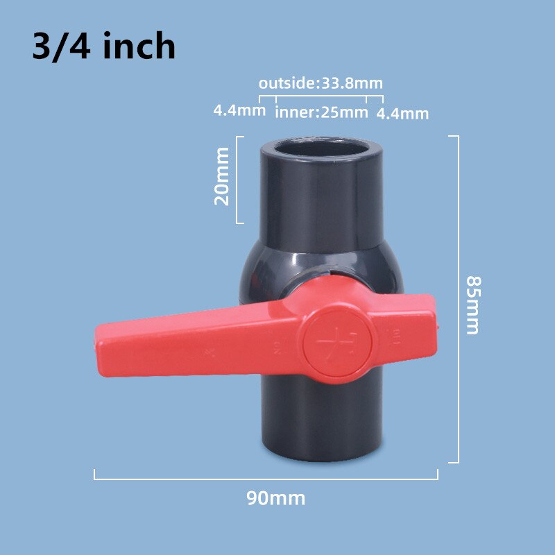 PVC Pipe Ball Valves Water Irrigation System Drainage Tube Quick Valve Water Pipe Connector Fittings: 25mm