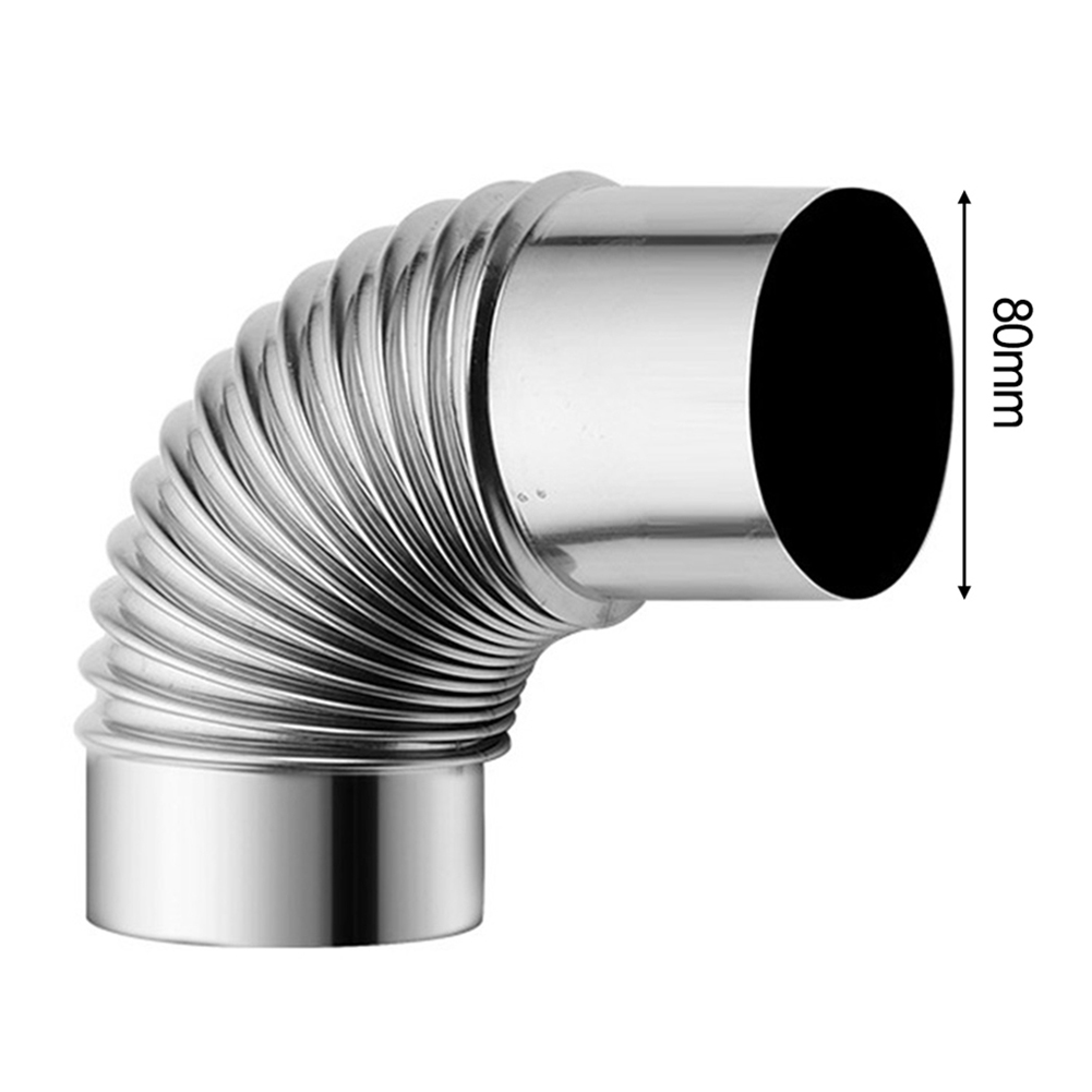 1 Uds. Tubo de codo de chimenea de 90 grados, revestimiento de chimenea curva de acero inoxidable, tubo de estufa múltiple, calentador de agua a Gas, salidas de tubo de escape: Gris