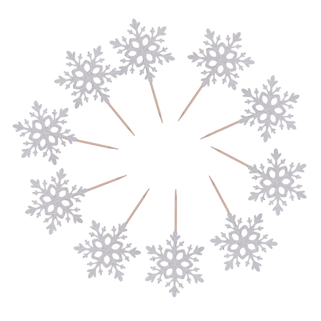 10 Papier Decoratieve Sneeuwvlok Cake Topper Bruiloft Decoratie Verjaardagsfeestje Gunsten Kerst Feestartikelen Accessoires