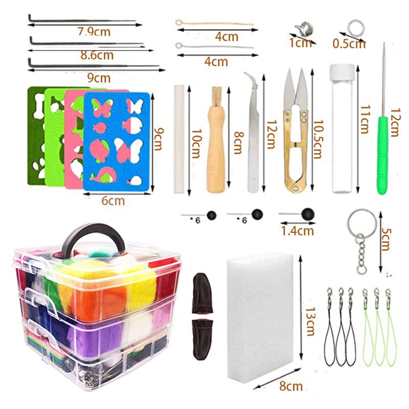 Needle Felting Kit Set Wool Felting Tools 16/25/50 Color Non-finished Felt Needle Craft Accessories Pack Felting Fabric Material