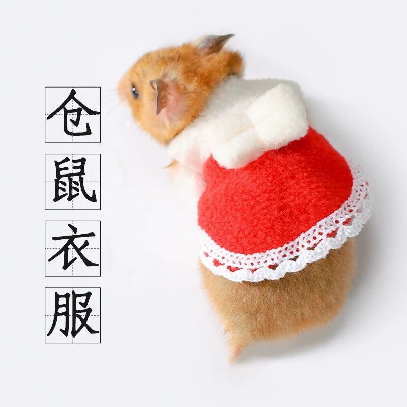 Streifenhörnchen Kleidung Streifenhörnchen Kleidung Hamster Kleidung Mini Hütte Kleine Hamster Winter Handgemachte Wolle Kleidung: rot und Weiß Rock