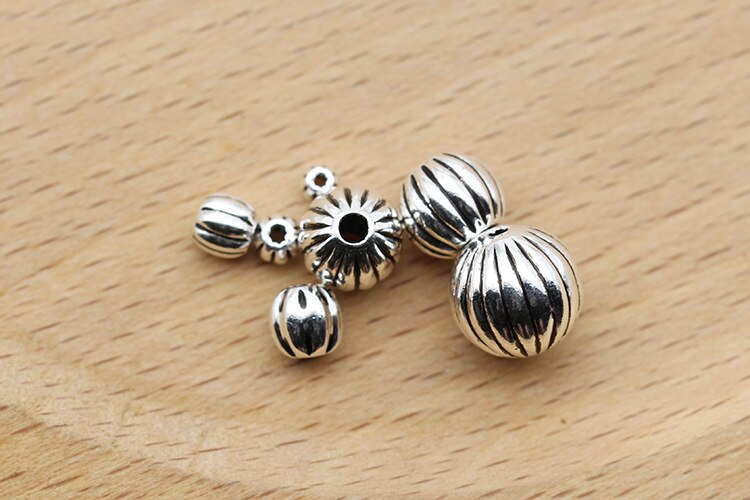 3/4/5/6/8/10MM 925 Sterling Silver a Forma di Anguria Branelli del Distanziatore Rotondo per il FAI DA TE Collana Del Braccialetto Branelli Allentati Accessori Dei Monili