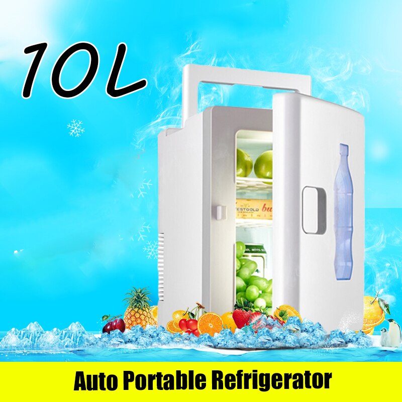 10L Mini Fridge Auto Portable Refrigerator Cooler Heater Small Freezer Car Home Daul-Use White Summer Storage Icebox With Handle
