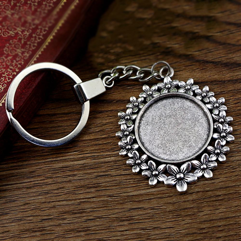 Nowe mody brelok wewnętrzny rozmiar 25mm Cabochon baza ustawienie wisiorki DIY mężczyzn biżuteria brelok robić kluczyków robić samochodu uchwyt molościeniowy pamiątka na prezent: A5-03-SG