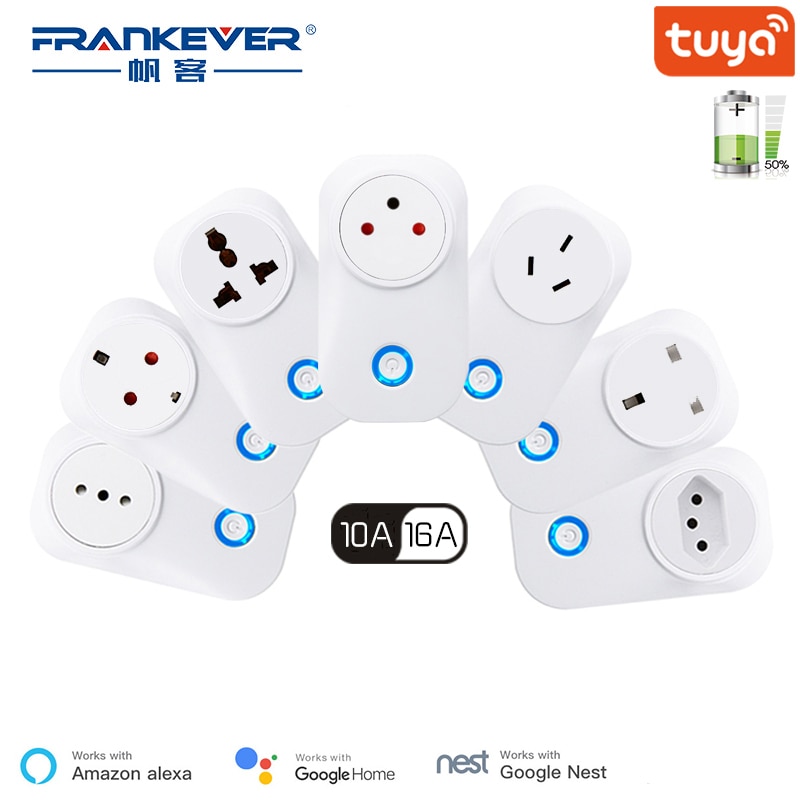 FrankEver Wifi Smart Socket 10A 16A with Power Monitoring Surge Protector for Israel India Brazil Italy UK EU AU Smart Plug