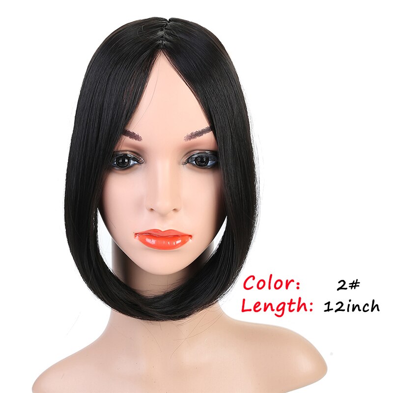 AOOSOO frangia a metà punta superiore capelli pezzo, parrucca fatta a mano per capelli lisci, alternativa invisibile naturale al pezzo di capelli sintetici: 2