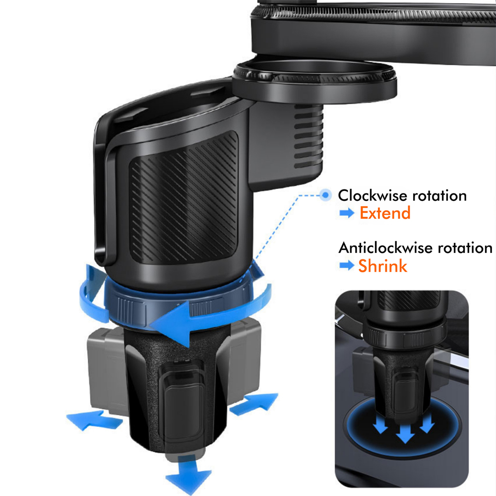 Carro Cup Holder Expander Celular Mount, 360 ° Rotação Cup Holder, Smartphones Mount, Auto Acessórios Interior