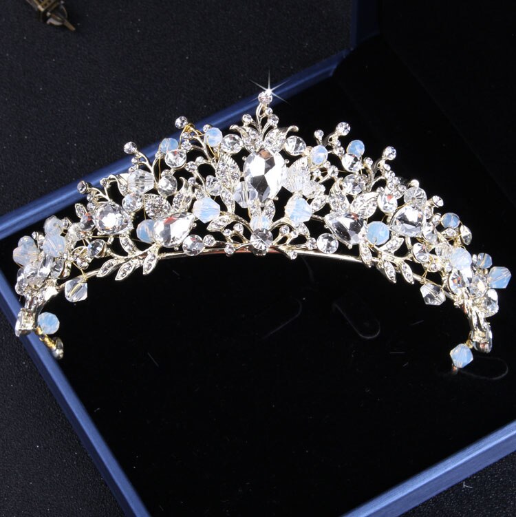 Kristall brudsmycken set vintage guld bröllop smycken tiara barock ädla halsband örhängen för brud hår prydnader
