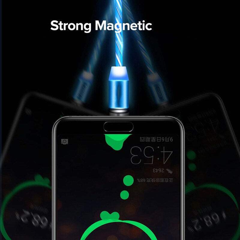 Magnetic Light Fast Charging Micro USB Type C Phone Cable For Samsung A40 A50 A70 A51 A71 Huwei Y5 Y6 Y7 Y9 P8 lite Cable