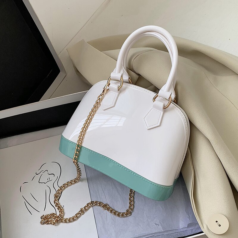 Leren contrasterende kleur handtas ketting messenger bag dames all-match draagbare gel tas