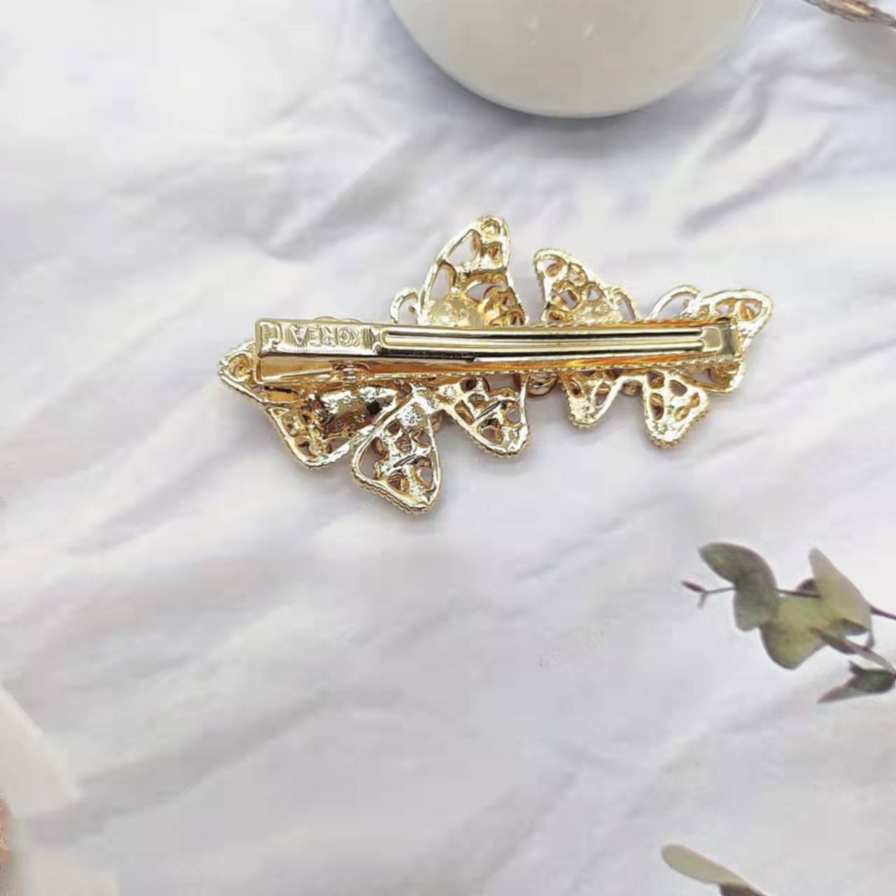 Retro pełna diamentowa grzywka szpilka moda damska śliczna szpilka do włosów z tyłu głowy Rhinestone akcesoria do włosów Rhinestone motylkowa szpilka do włosów