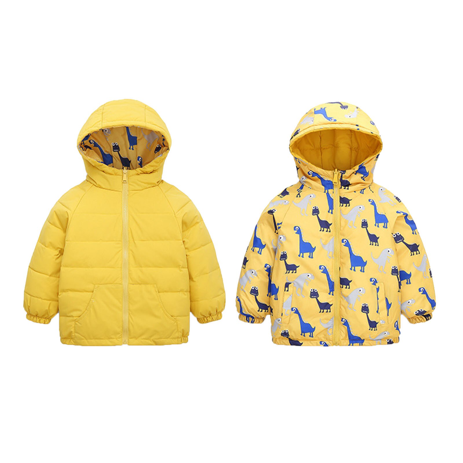 Kids Winterjas Jongen Meisje Cartoon Hooded Warme Dikke Winter Jas Uitloper Snowsuit Одежда Для Девочек Comfortabele Kleding: Geel / 140