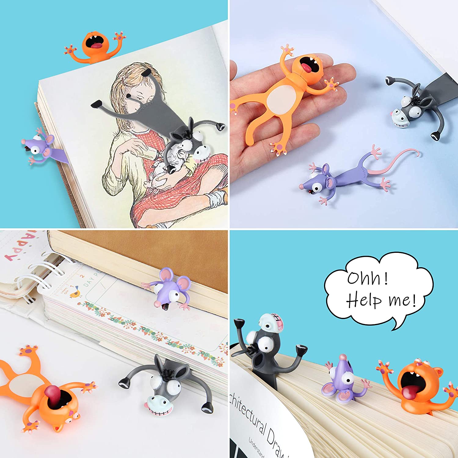 3D Cartoon Animal Bookmarks Wacky Bookmark Cute Funny Bookmarks Cartoon Eye-catching Bookmark Stationery Birthday Party Favors