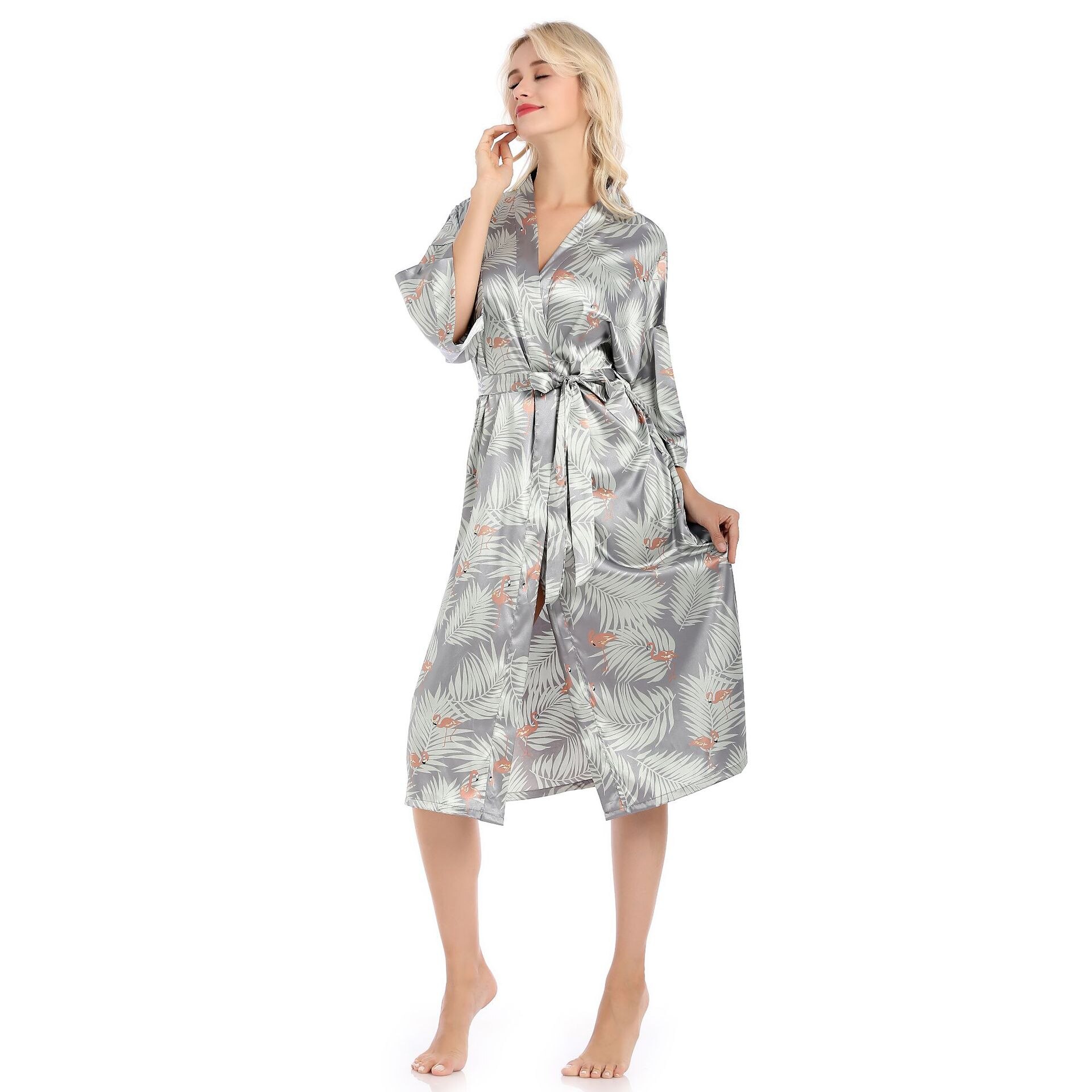 Floral Robes Floral Satin Silk Bridal bride bridal bridesmaid Kimono Robes party robe Women Brthrobe Dressing Gown