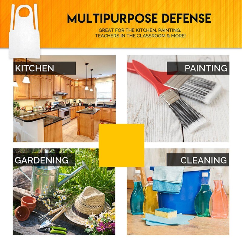 100pcs/set Cooking Cleaning Plastic Aprons Disposable Apron Transparent Easy Use Kitchen Aprons For Women Men Kitchen