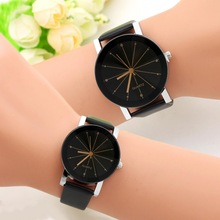 Ronde Paar Horloge Zwart en Wit Bruin Dial Lederen Pointer Mannelijke en Vrouwelijke Student Temperament Horloge