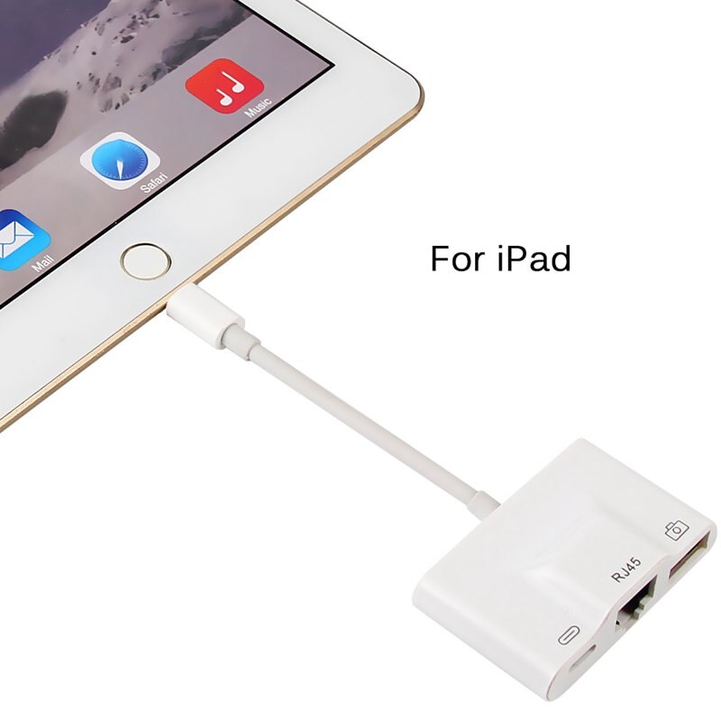 3 in 1 Network Adapter For Lightning to LAN 100Mbps Ethernet RJ45 Adapter OTG USB 3.0 Camera Reader For iPhone/iPad