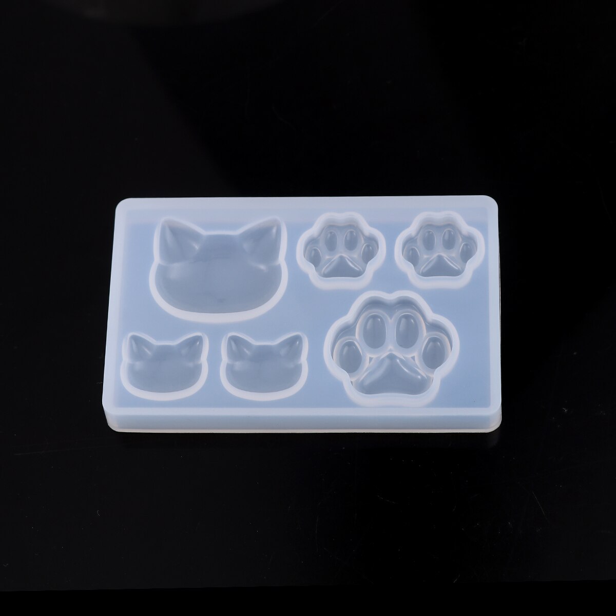 Siliconen Hars Mold Voor Sieraden Maken Cat Paw Claw Kat Hoofd En Kat Poot Patroon Silicone Mold 7.6Cm X 4.8Cm, 1 Stuk