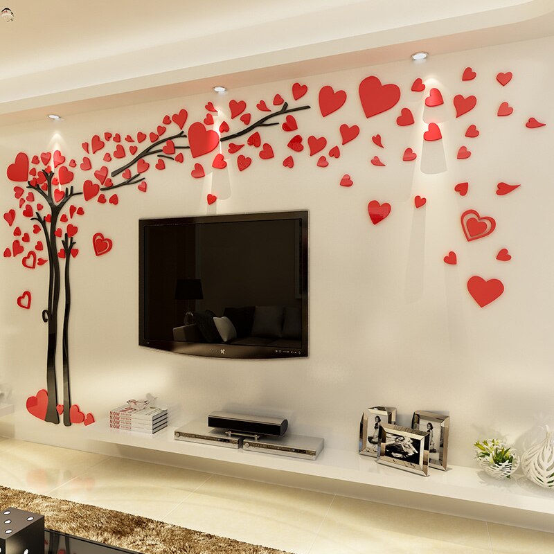 Love tree TV background wall decoration acrylic wall paste 3D living room sofa wall stickers