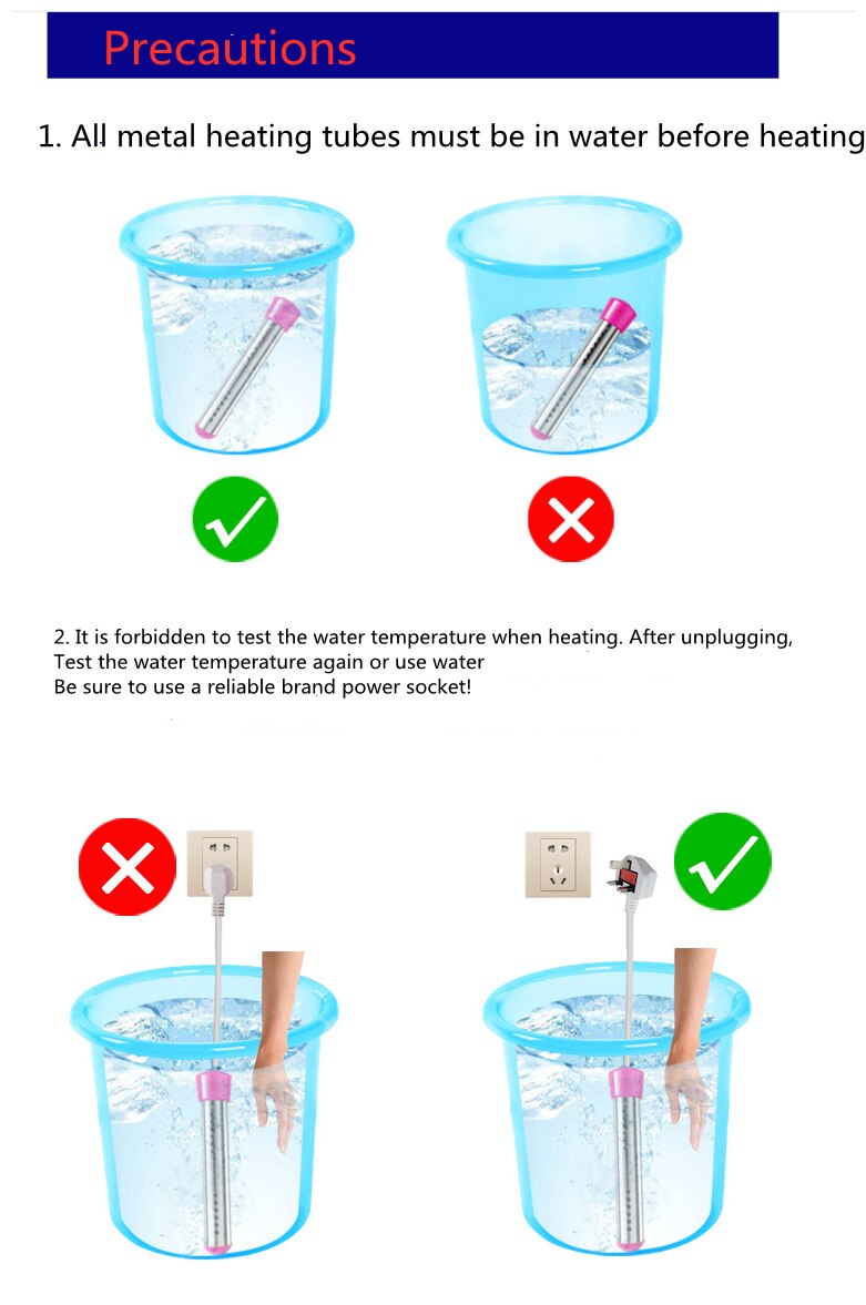2500W Electric Water Heater Boiler Water Coffee Immersion Travel Instant Macine Portable Pool Heater EU US UK AU Plug