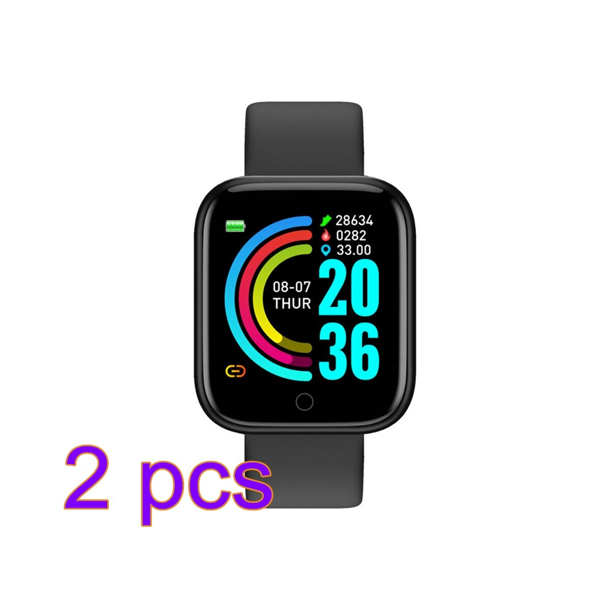 2 PCS Y68 Smart Watches D20 Fitness Tracker Blood Pressure Smartwatch Heart Rate Monitor Bluetooth Wristwatch for IOS Android: 01