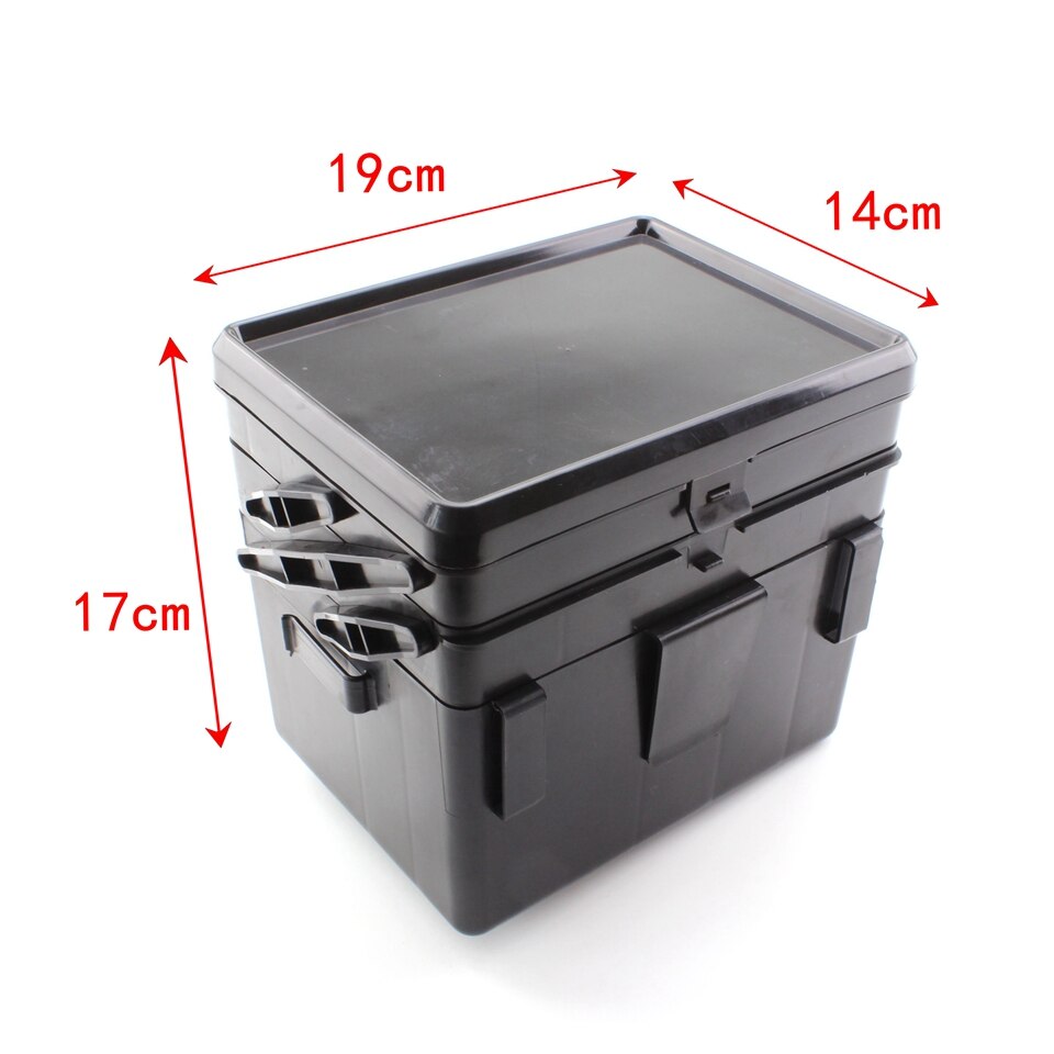 Multifunktionel 3-lags Fiskeagnkasse - 19x14x17cm - Plastik - Sort