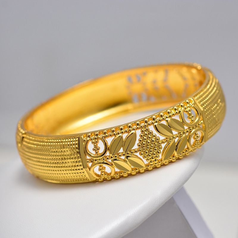 Luxury Gold Color Jewelry Bangles for Women Ethiopian Bracelets Middle East African Party wedding