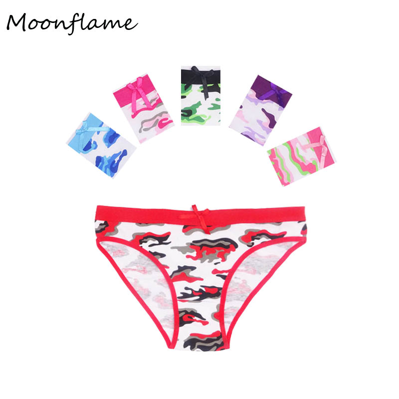 Moonflame 5 pcs/lots Ladies Lingerie Print Women Cotton Briefs Panties 89153: L