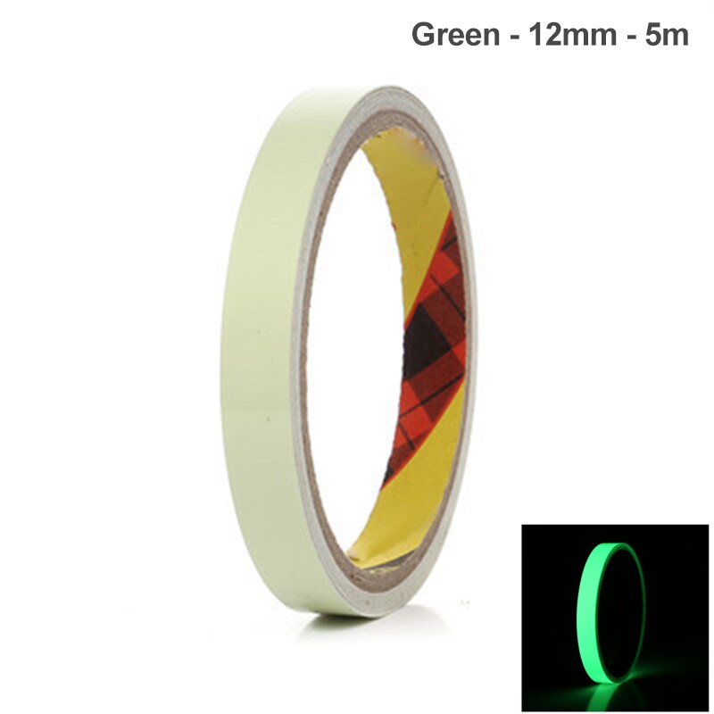 Reflective Glow Tape 12mmx5m Self-adhesive Removable Luminous Warning Tape Traffic Safety Reflective Material Tape Self-adhesive: Green