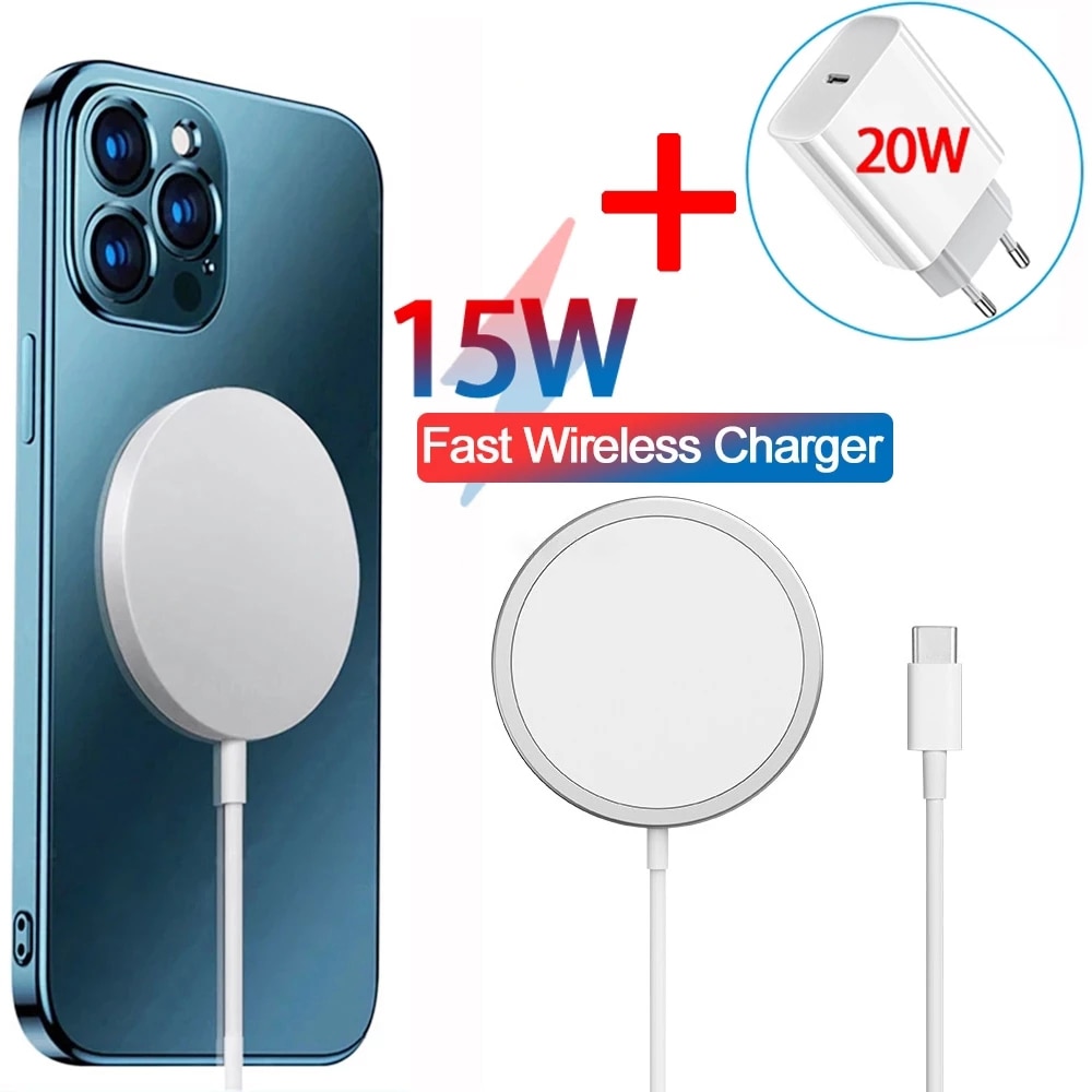 Magnetische 15W Drahtlose Ladegerät Für iPhone 12 Pro Max Mini Für Magsafe Schnelle Lade Schnell PD 20W UNS UK EU Stecker Drahtlose Ladegerät