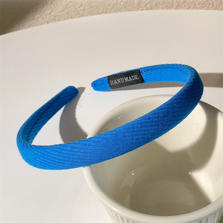 Aishg fint hårband i fast tyg för kvinnor koreanskt enkelt hårband fräscht all-matchande hårband för utomhusbruk flickor håraccessoarer: Blå