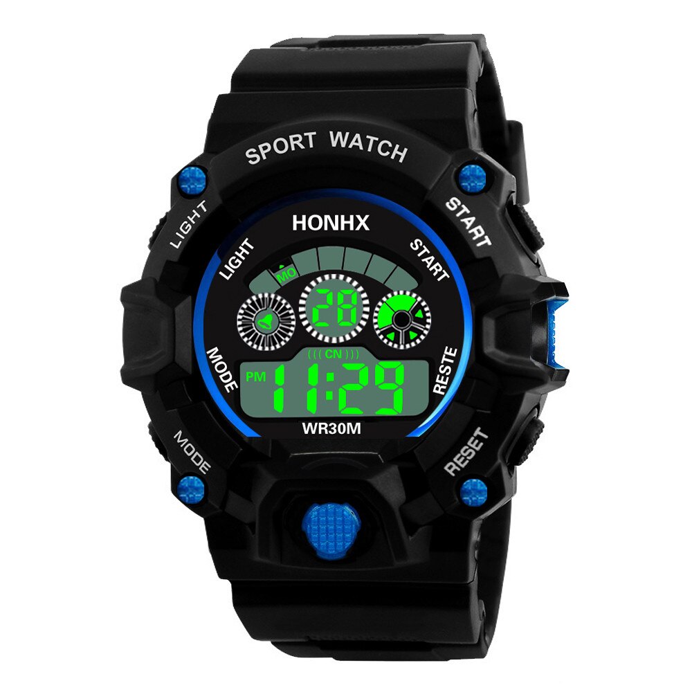 Elektronische Horloge Dubbele Tijd Digitale Display Sport Horloge 30M Waterdicht Horloge Voor Mannen Siliconen Band Horloge Hombre Reloj: Blue