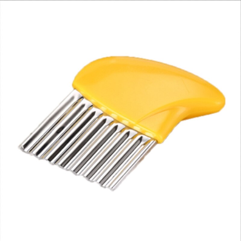 Bølge kartoffelløg bølgeskærere rynket pommes frites salat bølgeskæring hakkede kartoffelskiver kniv køkkenprodukt gadget: Gul