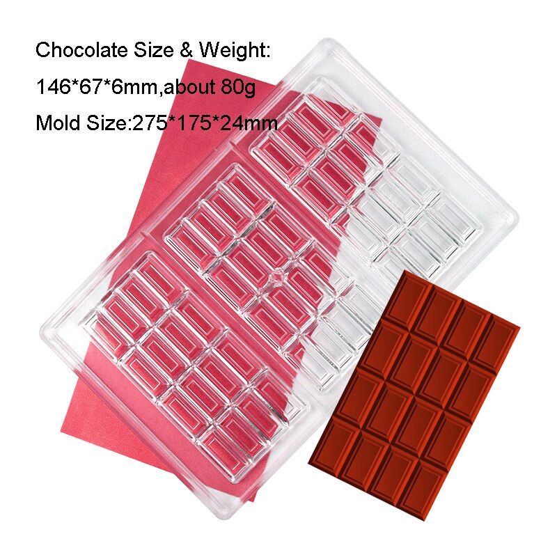 3D Polycarbonate Chocolate Molds for Chocolates Bar Mold Baking Pastry Confectionery Tools Cake Candy Bonbon Moulds Form Tray: 32-3187