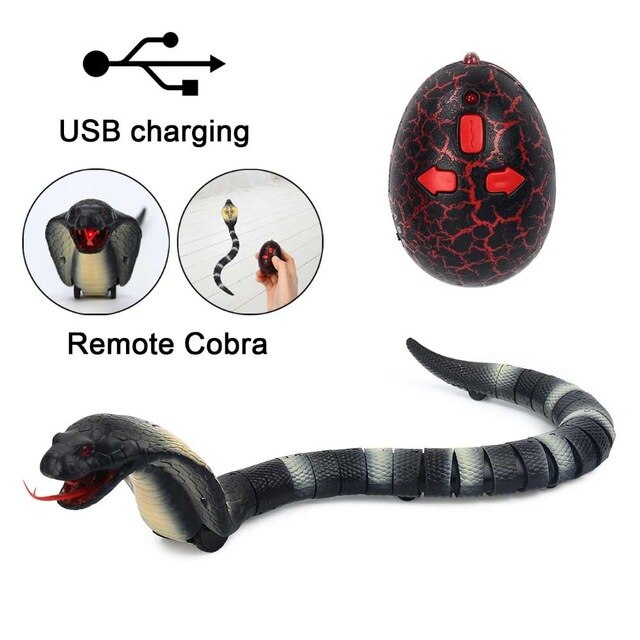 RC Remote Control Snake And Egg Rattlesnake Animal Trick Terrifying Mischief Toys for Children Funny Novelty Christmas: CobraA