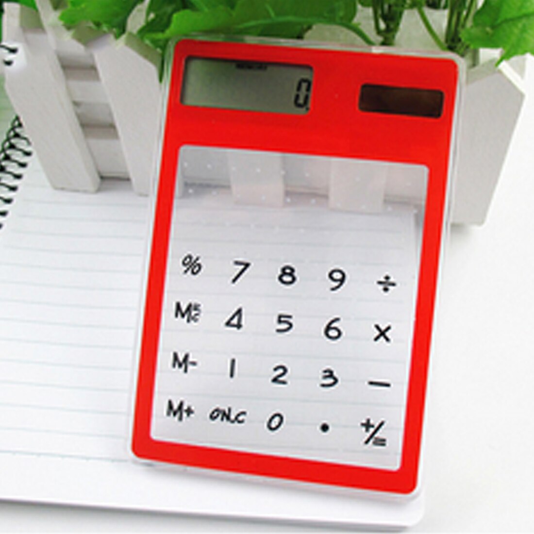 Centechia lcd 8- cifret berøringsskærm ultra slim transparent sol lommeregner stationery klar videnskabelig lommeregner studerende